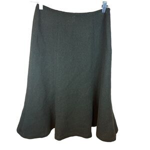 Lauren Ralph Lauren Wool Green A-Line Flare Knee Length Skirt Sz 2P Career